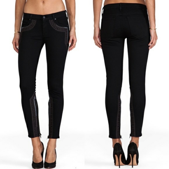 MOTHER Denim - MOTHER The Looker Inside Zip Black Sheep Princess Skinny Jeans